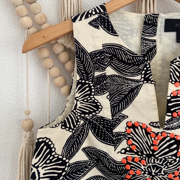 J. Crew sleeveless shell tank embellished notched collar tropics vacation top 2 - Picture 3 of 16